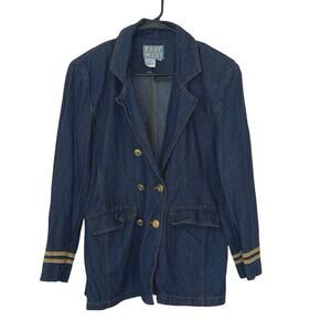 East West Vintage Button Up Double Breasted Vintage Denim Jacket Size M Sailor